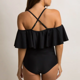 Maternity Ruffle Trim Ruched One-Piece Swimsuit With Straps