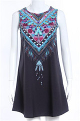 Maternity Pregnant Women Summer Bohemian Printed Dress Ladies Sleeveless O-neck Mini Fashion Dresses