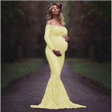 Maternity Photography Props Maxi Pregnant Women Gown Lace Pregnancy Dress Fancy Shooting Photo Pregnant Trailing Dress Plus
