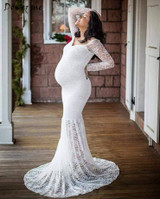 Maternity Photography Props Maxi Pregnant Women Gown Lace Pregnancy Dress Fancy Shooting Photo Pregnant Trailing Dress Plus
