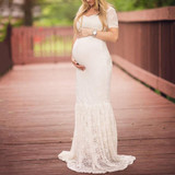 Maternity Lace Patchwork Maxi Dress