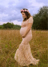 Maternity Dress White Maternity Photography Props Lace Dress Elegant Fancy Pregnancy Photo Shoot Pregnant Women Trailing Dress