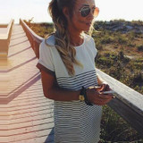 Maternity Dress 2017 Women Autumn Dress Sexy O-Neck Striped Short Sleeve Bodycon Pencil Women Dress Vestidos S/M/L/XL Plus Size