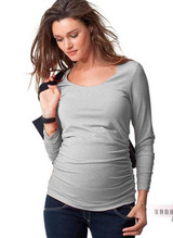 Maternity clothing spring and autumn plicated springy top maternity t-shirt basic long-sleeve cotton Clothes For Pregnant Women