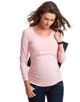 Maternity clothing spring and autumn plicated springy top maternity t-shirt basic long-sleeve cotton Clothes For Pregnant Women