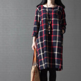 Maternity Clothing Spring Autumn Cotton Linen Maternity Dress Maternity Fashion Plaid One-piece Princess Dress Pregnant Women