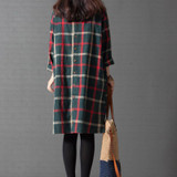 Maternity Clothing Spring Autumn Cotton Linen Maternity Dress Maternity Fashion Plaid One-piece Princess Dress Pregnant Women