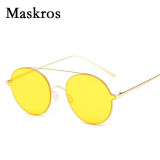 Maskros Unisex HD Polarized Women's Round Sunglasses Mirror Coating Uv400 Polarizing Sun Glasses for Male Driving Shades Man