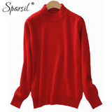 Sparsil 2017 Cashmere Blend Sweater Women Christmas Knitted Sweater Tops Female Long Sleeve Autumn Winter Turtleneck Pullovers