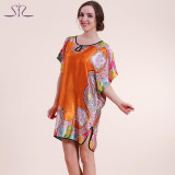 SpaRogerss Women Nightgowns Sleepshirts 2017 Women Summer Style Nightdress Bath Robe Faux Silk Bathrobe Sleepwear Lounge 5413