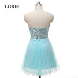 Sparkly Light Blue Short Prom Dresses 2016 Real Picture Sweetheart Sequins Beaded Cheap Robe De Soiree Cocktail Party Gowns