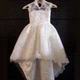 2017 New Flower Girl Dresses with Train Keyhole Back Wedding Party Communion Pageant Dress for Little Girls Kids/Children Dress