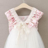 2017 New Floral Girls Dresses Soft Tulle Flare Baby Girl Tutu Dress Summer Backless Toddler Girls Outfit Girls Party Clothing