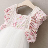 2017 New Floral Girls Dresses Soft Tulle Flare Baby Girl Tutu Dress Summer Backless Toddler Girls Outfit Girls Party Clothing