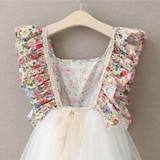 2017 New Floral Girls Dresses Soft Tulle Flare Baby Girl Tutu Dress Summer Backless Toddler Girls Outfit Girls Party Clothing