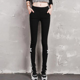 2017 New Fashion Zipper Slim Elastic Leggings Women Slim Pencil PANTS Trousers,High Quality FREE SHIPPING Leggings Trousers