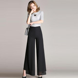 2017 New Fashion Women's Summer Thin Chiffon Pants Female Wide Leg Pants High Waist Casual Dance Pants Trousers Plus Size S-4XL