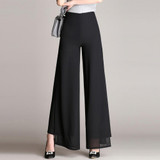 2017 New Fashion Women's Summer Thin Chiffon Pants Female Wide Leg Pants High Waist Casual Dance Pants Trousers Plus Size S-4XL