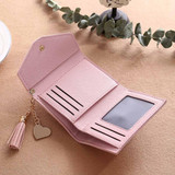 2017 new Fashion women wallets PU Women Simple Short Wallet Tassel Coin Purse Card Holders Handbag