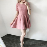2017 NEW Fashion women sexy suede dresses O-neck short sleeve dress Causal Velvet Boho Dress Party Dresses Vestidos