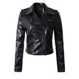 2017 New Fashion Women Motorcycle PU Leather Jackets Female Autumn Short Epaulet Zippers Coat Black Pink S-XXL Outwear