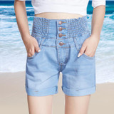 2017 New Fashion Women Hot Sale High Waist Denim Shorts Female Summer Loose Tide Thin Elastic Waist Big Yards  C615