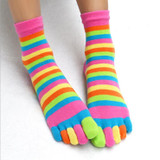 2017 New Fashion Women Funny Stripe Toe Socks Cotton Five Fingers Socks Casual Soft Socks With Toes Colorful Socks 5 color 35-39