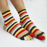2017 New Fashion Women Funny Stripe Toe Socks Cotton Five Fingers Socks Casual Soft Socks With Toes Colorful Socks 5 color 35-39
