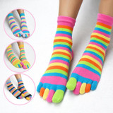 2017 New Fashion Women Funny Stripe Toe Socks Cotton Five Fingers Socks Casual Soft Socks With Toes Colorful Socks 5 color 35-39