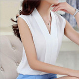 2017 New Fashion Women Chiffon Blouses Ladies Tops Female Sleeveless Shirt Blusas Femininas White,Black,Red,Pink S-2XL Plus Size