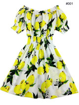 2017 new Fashion Women cherry Maxi Long Casual Summer Autumn Beach Party cotton Dress WC0584-7