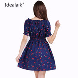 2017 new Fashion Women cherry Maxi Long Casual Summer Autumn Beach Party cotton Dress WC0584-7