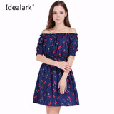 2017 new Fashion Women cherry Maxi Long Casual Summer Autumn Beach Party cotton Dress WC0584-7