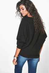 2017 new fashion women casual loose autumn winter long sleeve batwing sleeve knitted jumper pullovers sweaters tops