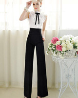 2017 New Fashion Women Casual Flare Wide Leg Long Pants High Waist Loose Pants Palazzo Trousers Female Autumn Summer Pants Black
