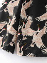 2017 New Fashion Women Brand Vintage Woman Crane Print Loose Wide Leg Pants Long Trousers Leisure Zipper Fly Pants CP0001
