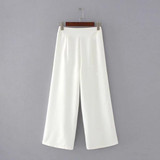 2017 NEW Fashion Woman Solid Color White Black Pink Wide Leg Trousers Loose Cropped Pants