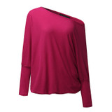 Autumn 2018 Women Blouses Sexy Off Shoulder Shirts Batwing Long Sleeve Slash Neck Blusas Casual Solid Tops Plus Size S-5XL