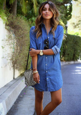 Autumn 2017 New Fashion women Blue Denim Dress Casual Loose long Sleeved T shirt dresses Straight dress plus size free shipping