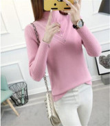 Autumn 2017 Fashion winter women turtleneck long-sleeve knitted sweater female knitted pullover solid basic warm women clothing