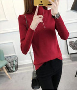 Autumn 2017 Fashion winter women turtleneck long-sleeve knitted sweater female knitted pullover solid basic warm women clothing