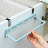 Automatic Folding Sundries Organizer Shelf with Hook Cupboard Towel Storage Rack Cabinet Door Hanger for Kitchen