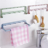 Automatic Folding Sundries Organizer Shelf with Hook Cupboard Towel Storage Rack Cabinet Door Hanger for Kitchen
