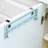 Automatic Folding Sundries Organizer Shelf with Hook Cupboard Towel Storage Rack Cabinet Door Hanger for Kitchen
