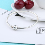 Authentic 925 Sterling Sliver Chain European Round Clasp Basic Bracelet Bangles With Logo Fit DIY Women Bead Charm Jewelry