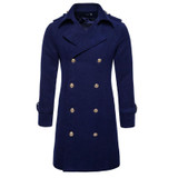 AOMU 2017 New Winter Men Wool Blend Trench Coat Double Breasted Long Trench Overcoat High Quality Men Coats Fashion Trench