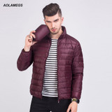 Aolamegs Winter Down Jacket Men 90 White Duck Down Coat Solid Color Ultralight Down Jackets Male Windproof Warm Parka Plus Size