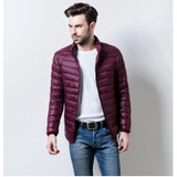 Aolamegs Men Winter Down Jacket Ultralight Thin White Duck Down Coat Solid Color Feather Jackets Male Windproof Warm Outwear 3XL