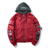 Aolamegs Bomber Jacket Men Letter Print Hooded Thin Men's Jacket Hip Hop Fashion Outwear Autumn Men Coat Bomb Baseball Jackets