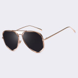 AOFLY New Metal Frame Women Fashion Sunglasses Geometry Double-Bridge Personality Brand Design Sunglasses Mirror Glasses UV400